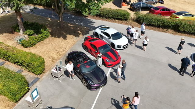 Aerial view of the estate car parks