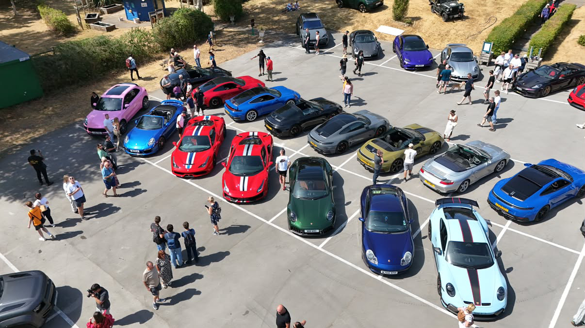 Aerial view of a supercar grid