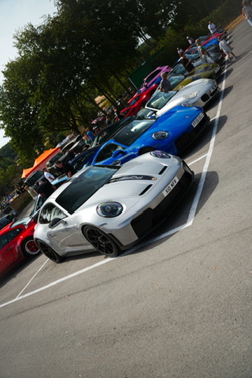 Overhead view of a car row